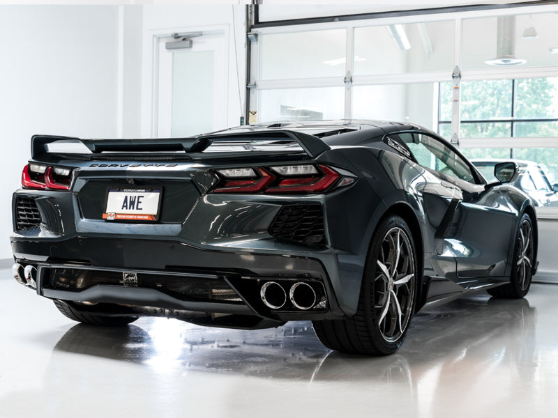 AWE Tuning 2020 Chevrolet Corvette (C8) Touring Edition Exhaust - Quad Chrome Silver Tips - DTX Performance