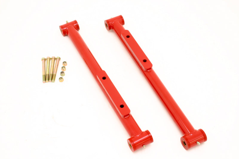 BMR 91-96 B-Body Non-Adj. Extended Length Lower Control Arms (Polyurethane) - Red - DTX Performance