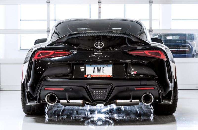 AWE 2020 Toyota Supra A90 Non-Resonated Touring Edition Exhaust - 5in Diamond Black Tips - DTX Performance