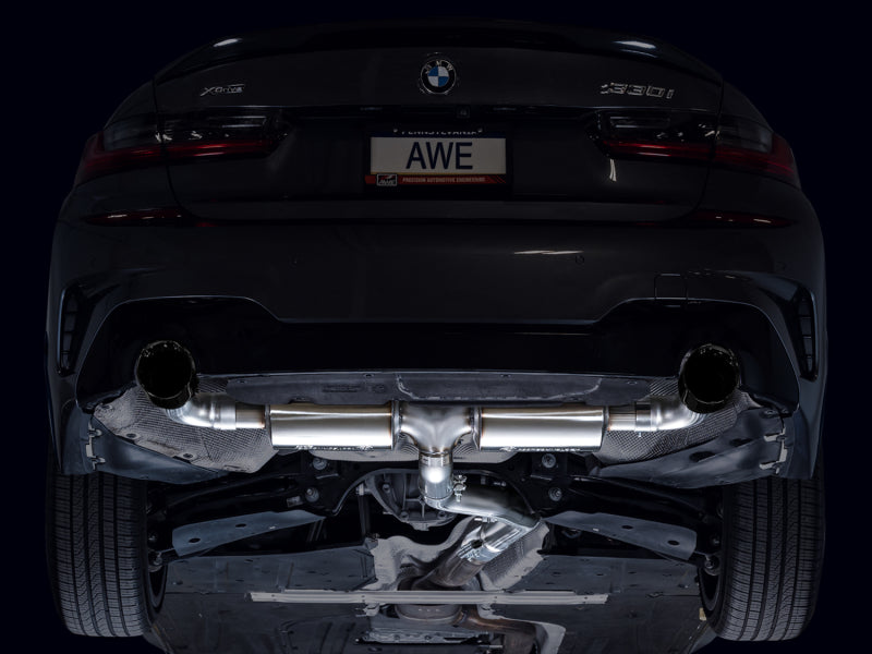 AWE 19-23 BMW 330i / 21-23 BMW 430i Base G2X Touring (Excl.Conv) Axle Back Exhaust - Diamond Black - DTX Performance