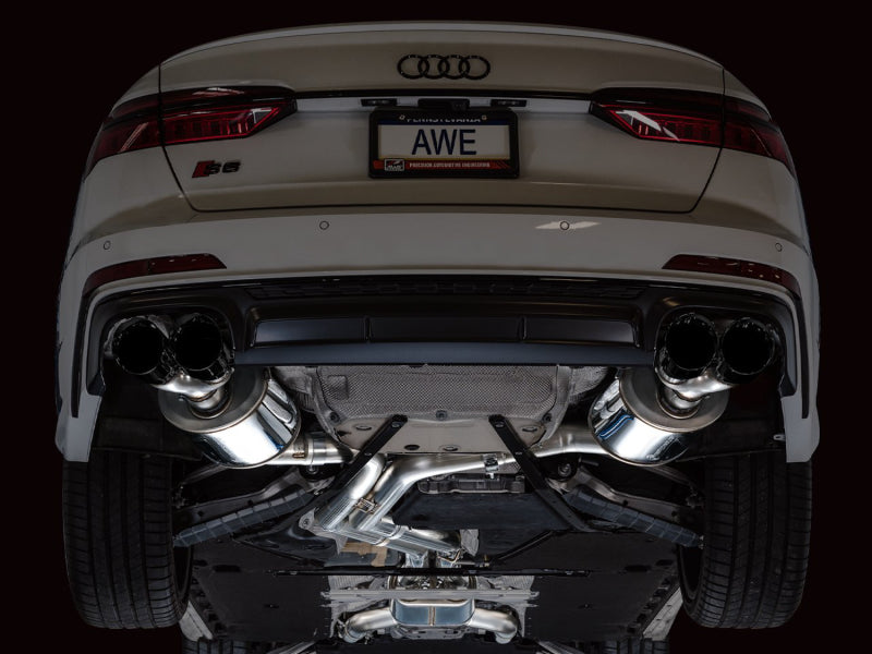 AWE Tuning 19-23 Audi C8 S6/S7 2.9T V6 AWD Touring Edition Exhaust - Diamond Black Tips - DTX Performance