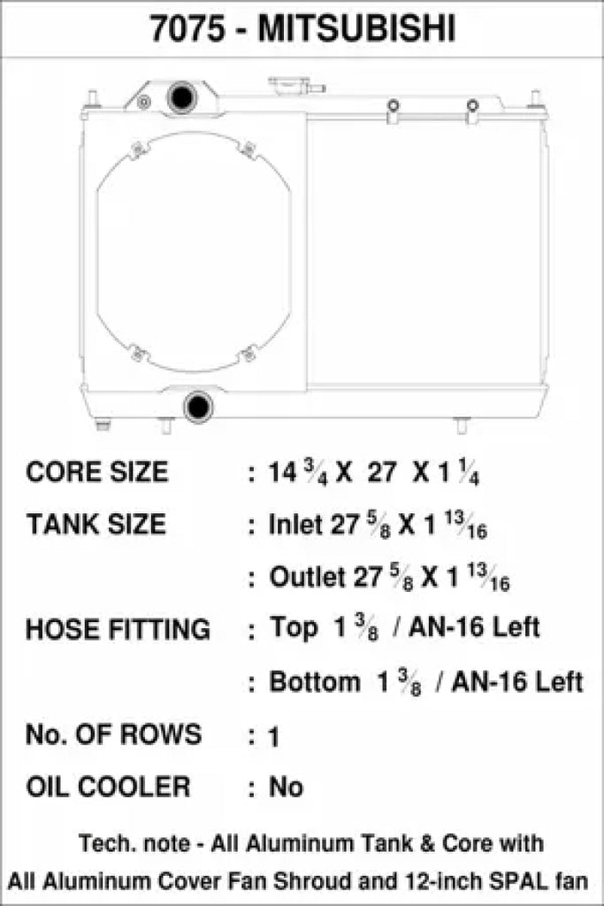 CSF 96-07 Mitsubishi Evo 4/5/6/7/8/9 Full-Slim Radiator w/12in Fan & Shroud/-16AN & Slip On Fitting - DTX Performance