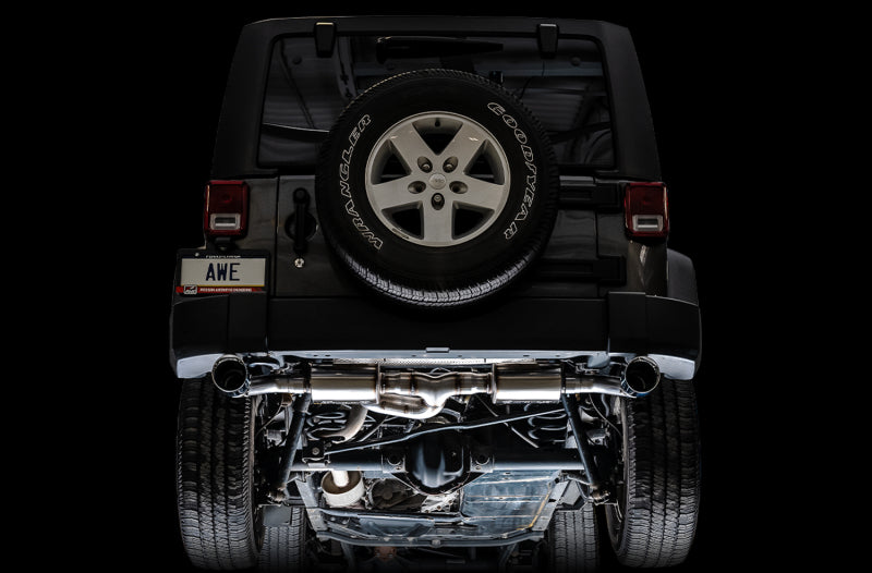 AWE Tuning 07-18 Jeep Wrangler JK/JKU 3.6L Tread Edition Axle-Back Dual Exhaust - Diamond Black Tips - DTX Performance