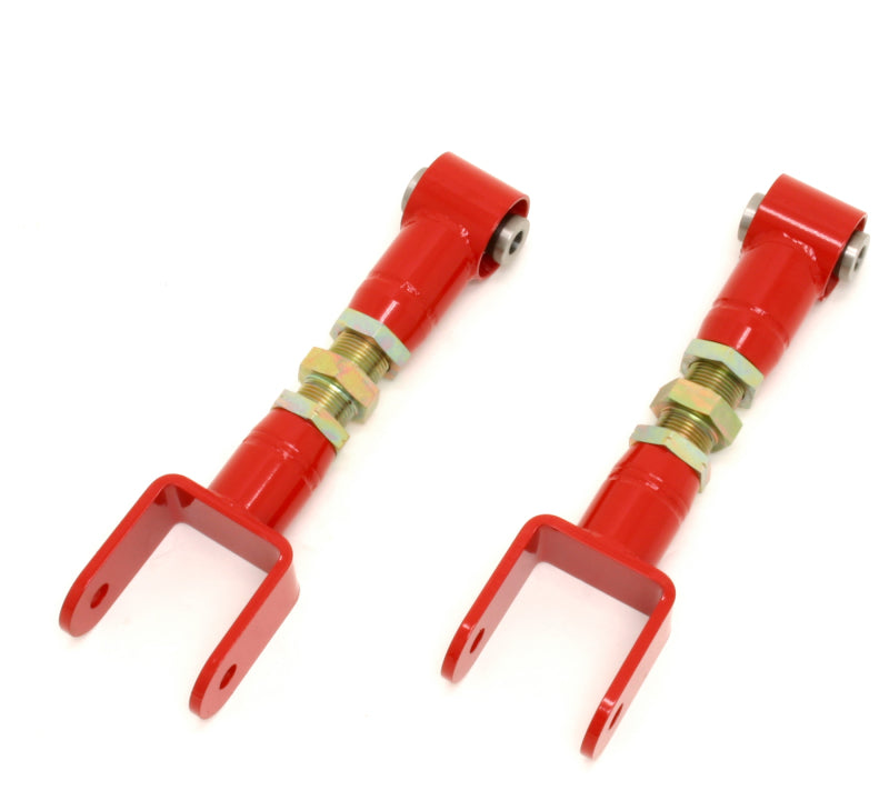 BMR 79-04 Fox Mustang Upper Control Arms On-Car Adj. w/ Spherical Bearings - Red - DTX Performance