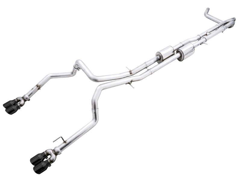 AWE Tuning 4th Gen GM 1500 6.2L 0FG Catback Split Rear Exit (w/ Bumper Cutouts) - Quad Diamond Tips - DTX Performance