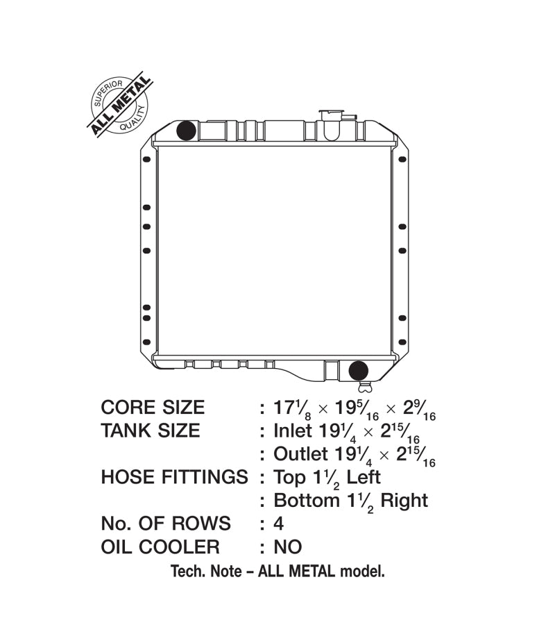 CSF 70-80 Toyota Landcruiser 3.9L/4.2L Heavy Duty 4 Row All Metal Radiator - DTX Performance