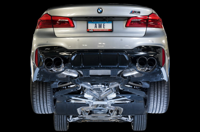 AWE Tuning 18-19 BMW F90 M5 SwitchPatch Cat-Back Exhaust- Black Diamond Tips - DTX Performance