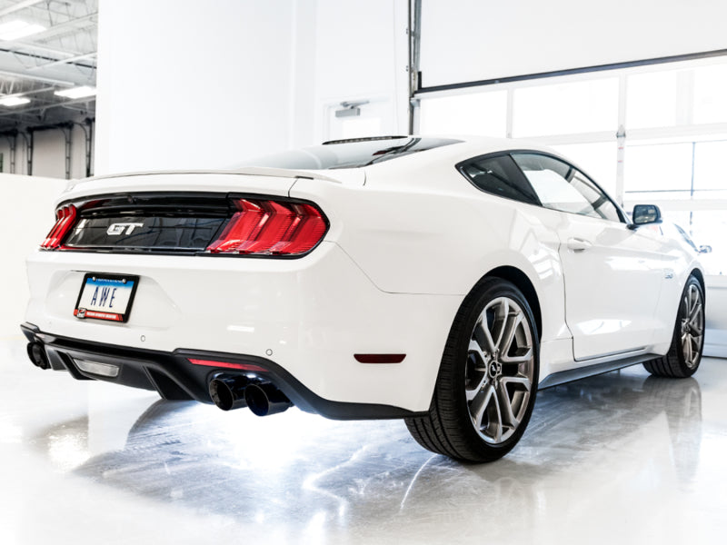 AWE Tuning 2018+ Ford Mustang GT (S550) Cat-back Exhaust - Track Edition (Quad Diamond Black Tips) - DTX Performance