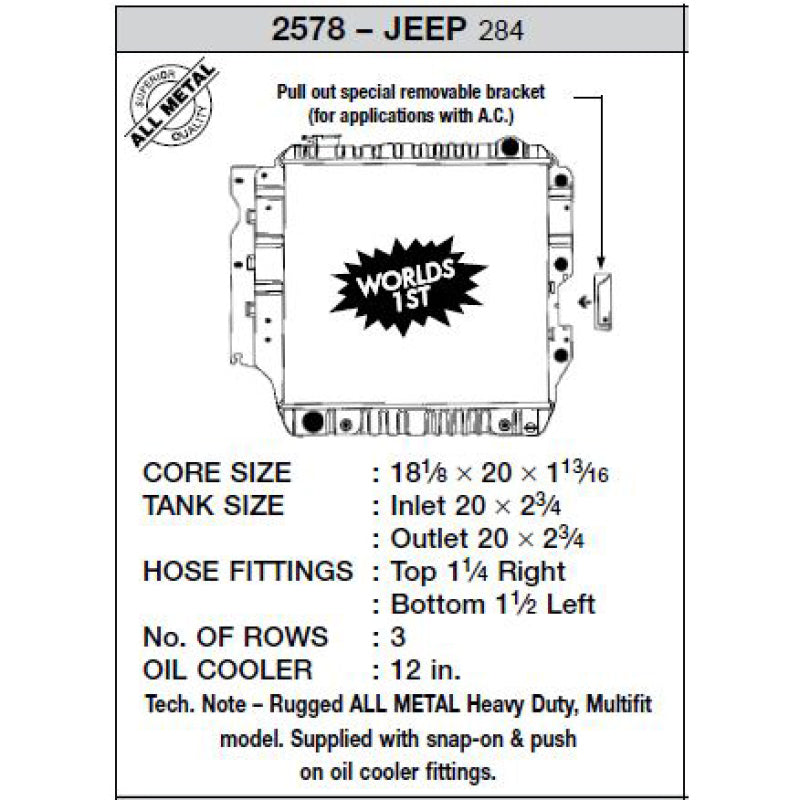 CSF 87-02 Jeep Wrangler 2.5L OEM Plastic Radiator - DTX Performance