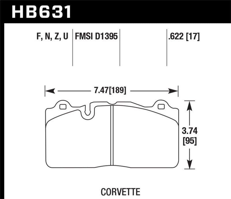 Hawk 09-11 Corvette Z06/ZR-1 (w/Carbon Ceramic Brake Package and Iron rotors) HP+ Autocross Front Br - DTX Performance