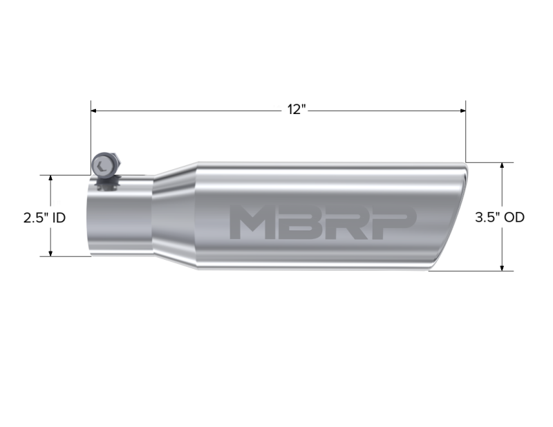 MBRP Universal Tip 3in O.D. Angled Rolled End 2 inlet 10 length - DTX Performance