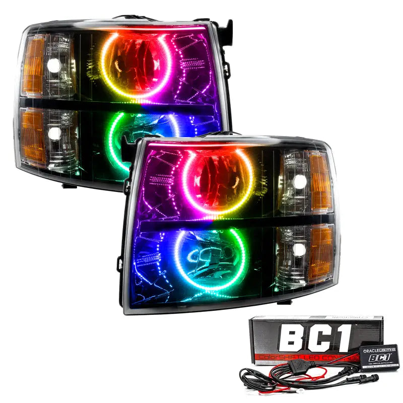 Oracle 07-13 Chevy Silverado SMD HL - Black - Round Style - ColorSHIFT w/ BC1 Controller - DTX Performance