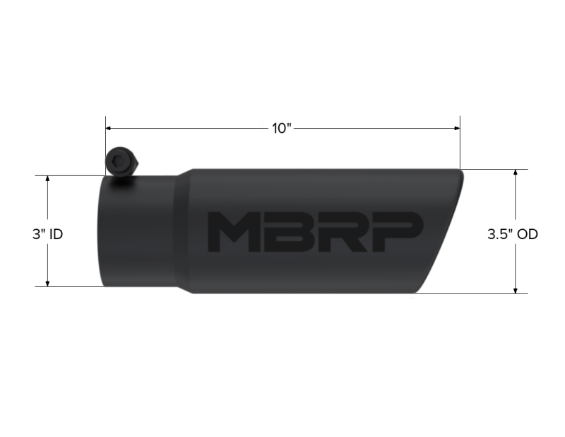 MBRP Universal Tip 3-1/2in O.D. Angled Rolled End - 3in ID Inlet 10in Length - Black - DTX Performance