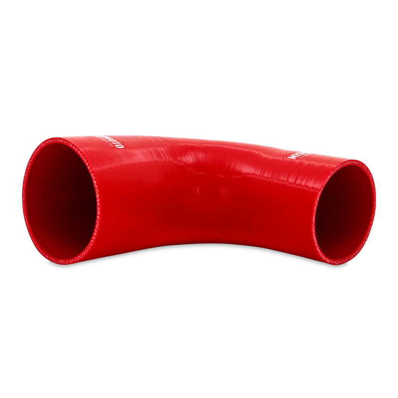 Mishimoto Silicone Reducer Coupler 90 Degree 3.5in to 4in - Red - DTX Performance