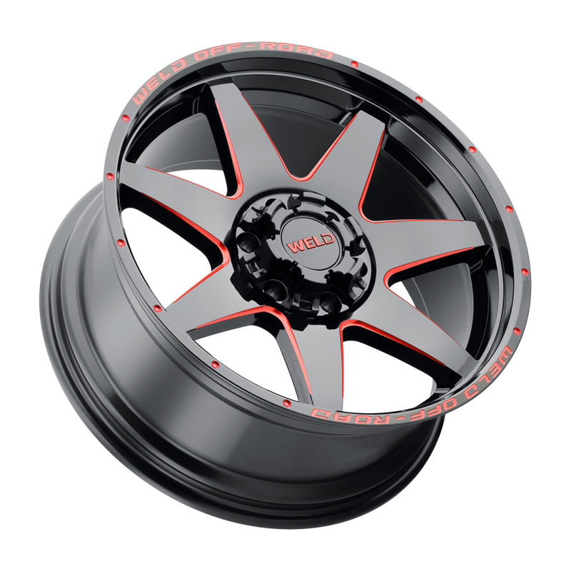 Weld Off-Road W110 20X10 Retaliate 5X127 5X139.7 ET-18 BS4.75 Gloss Black MIL Red 87.1 - DTX Performance