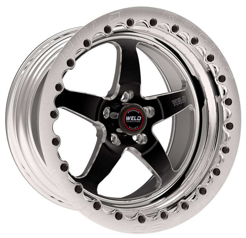 Weld S71 17x12 / 5x4.5 BP / 4.8in. BS Black Wheel (Medium Pad) - Polished Single Beadlock MT - DTX Performance