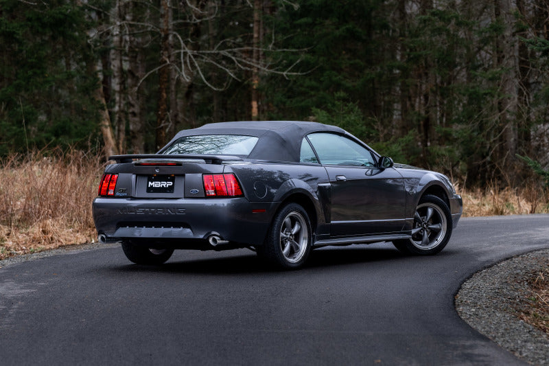 MBRP 99-04 Ford Mustang GT 4.6L 2.5in. Dual Split Rear AL Cat Back w/ 3.5in. Dual Wall Blk. Tips - DTX Performance