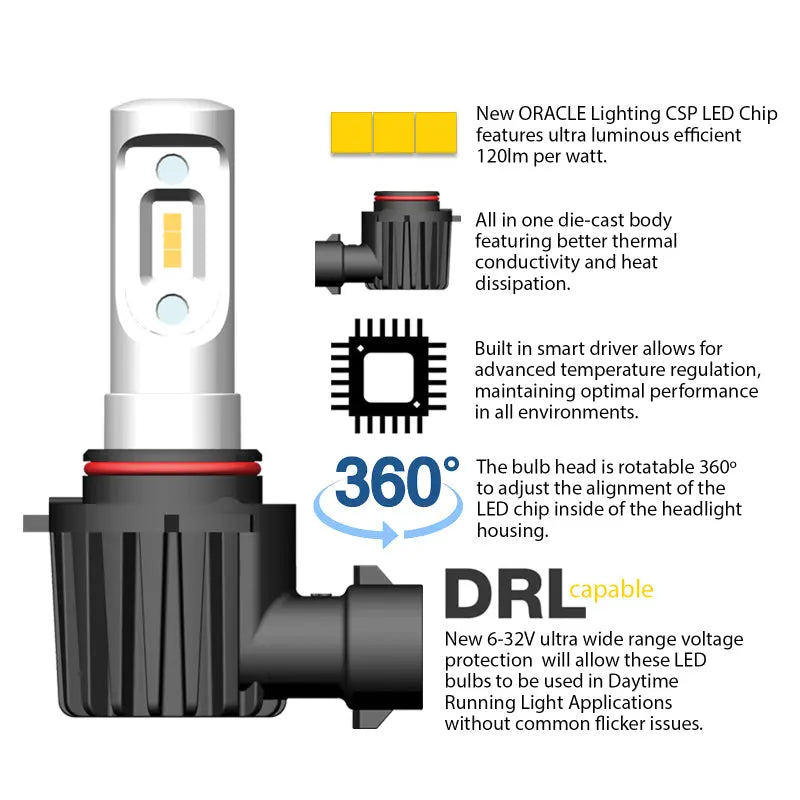 Oracle H7 - VSeries LED Headlight Bulb Conversion Kit - 6000K - DTX Performance