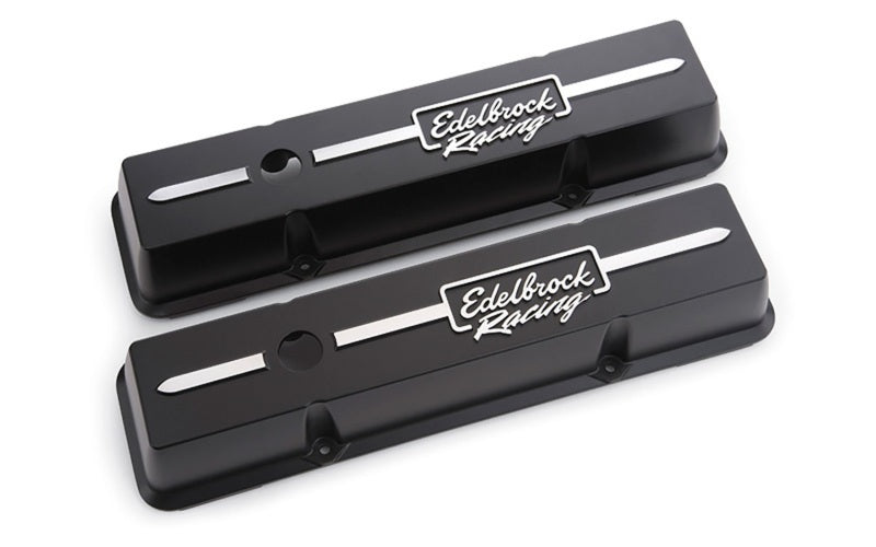 Edelbrock Valve Cover Racing Series Chevrolet 1959-1986 262-400 CI V8 Low Black - DTX Performance