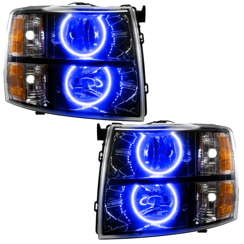 Oracle Lighting 07-13 Chevrolet Silverado Assembled Halo Headlights Round Style - Blk Housing -Blue - DTX Performance