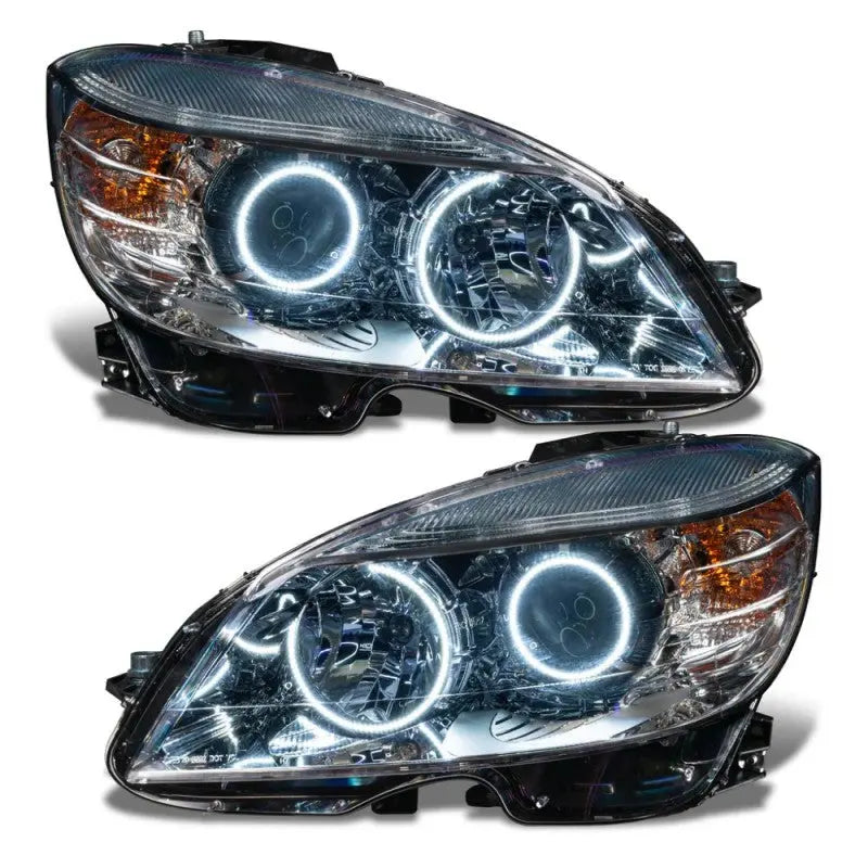 Oracle 08-11 Mercedes Benz C-Class Pre-Assem. Headlights Chrome Housing- ColorSHIFT w/BC1 Controller - DTX Performance