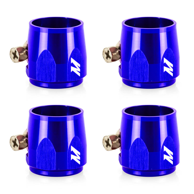 Mishimoto Aluminum -4AN Hex Finishers - Blue - DTX Performance