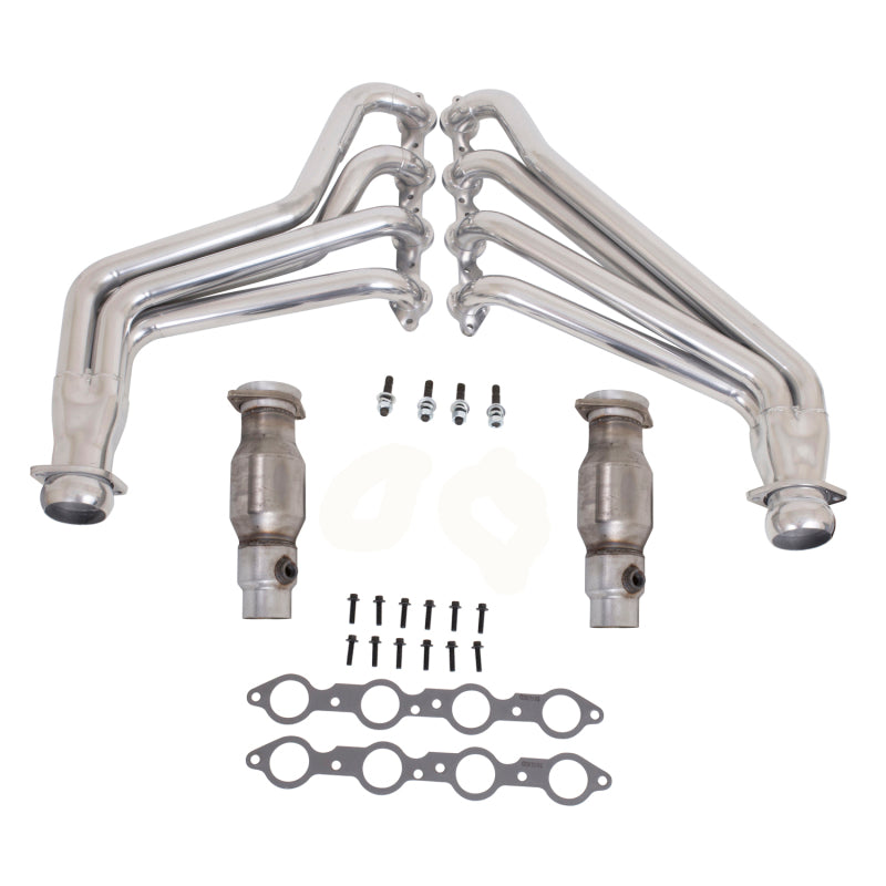 BBK 10-15 Camaro LS3 L99 Long Tube Exhaust Headers With Converters - 1-3/4 Silver Ceramic - DTX Performance