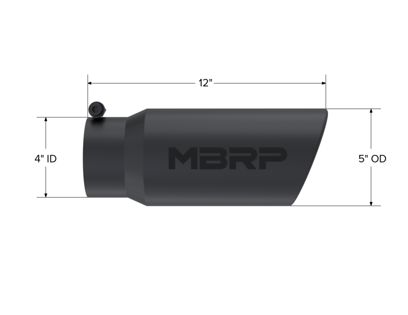 MBRP Universal Tip 5 O.D. Angled Rolled End 4 inlet 12 length - Black Finish - DTX Performance