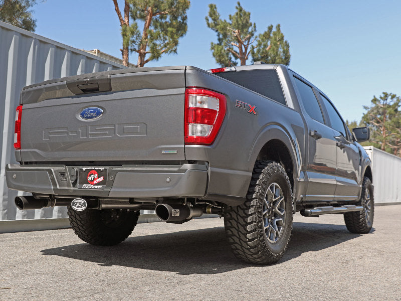 aFe Vulcan 3in 304 SS Cat-Back Exhaust 2021 Ford F-150 V6 2.7L/3.5L (tt)/V8 5.0L w/ Black Tips - DTX Performance