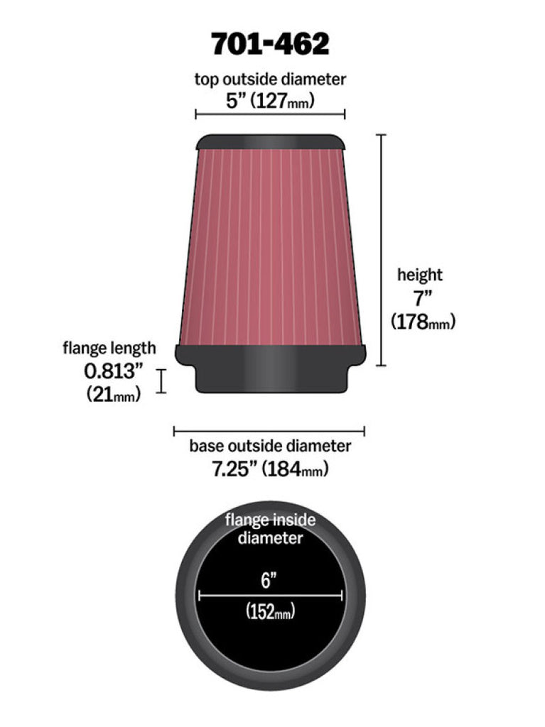 Airaid Universal Air Filter - Cone 6 x 7-1/4 x 5 x 7 - DTX Performance