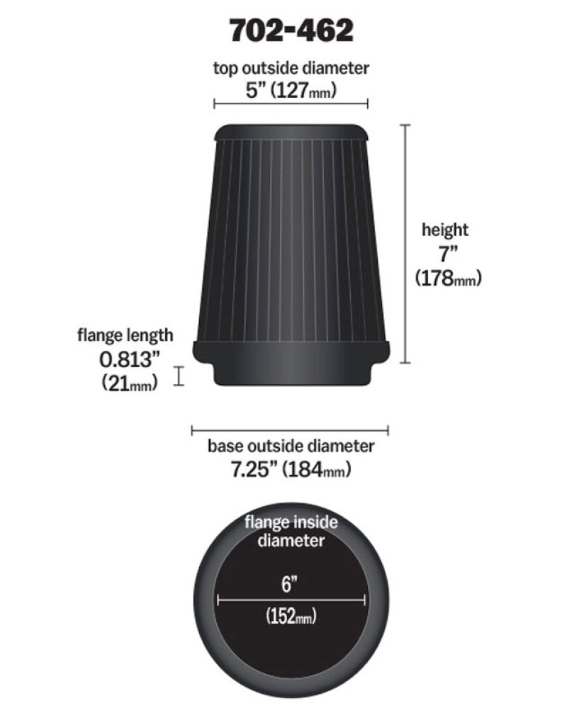 Airaid Universal Air Filter - Cone 6 x 7-1/4 x 5 x 7 - DTX Performance