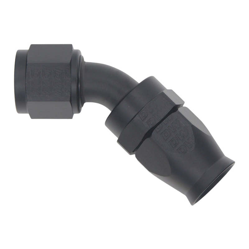 DeatschWerks 10AN Female Swivel 45-Degree Hose End PTFE (Incl Olive Insert) - Anodized Matte Black - DTX Performance