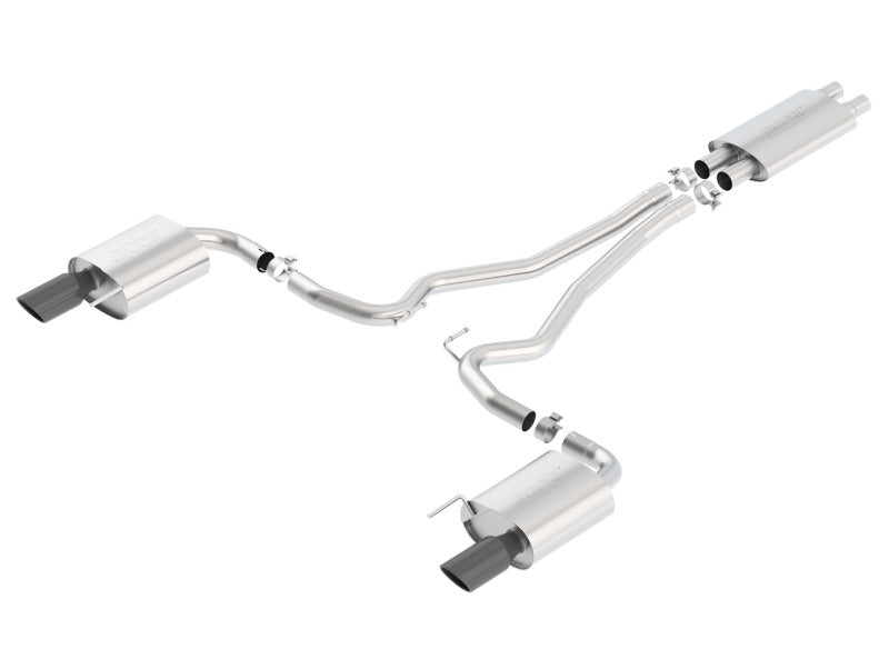 Borla Touring Cat-Back 15 Ford Mustang GT 5.0L V8 MT/AT 2.5in pipe Black 4in tip - DTX Performance