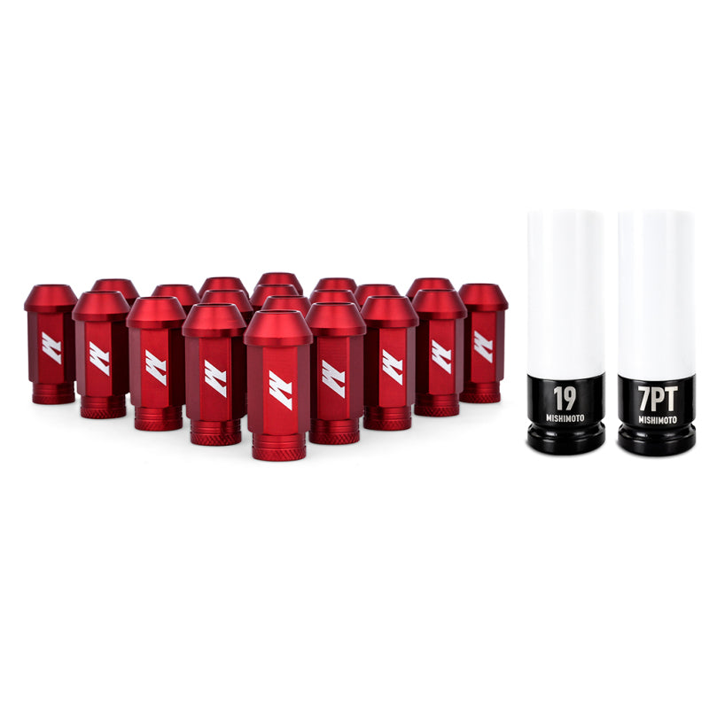 Mishimoto Aluminum Locking Lug Nuts M12x1.5 20pc Set Red - DTX Performance