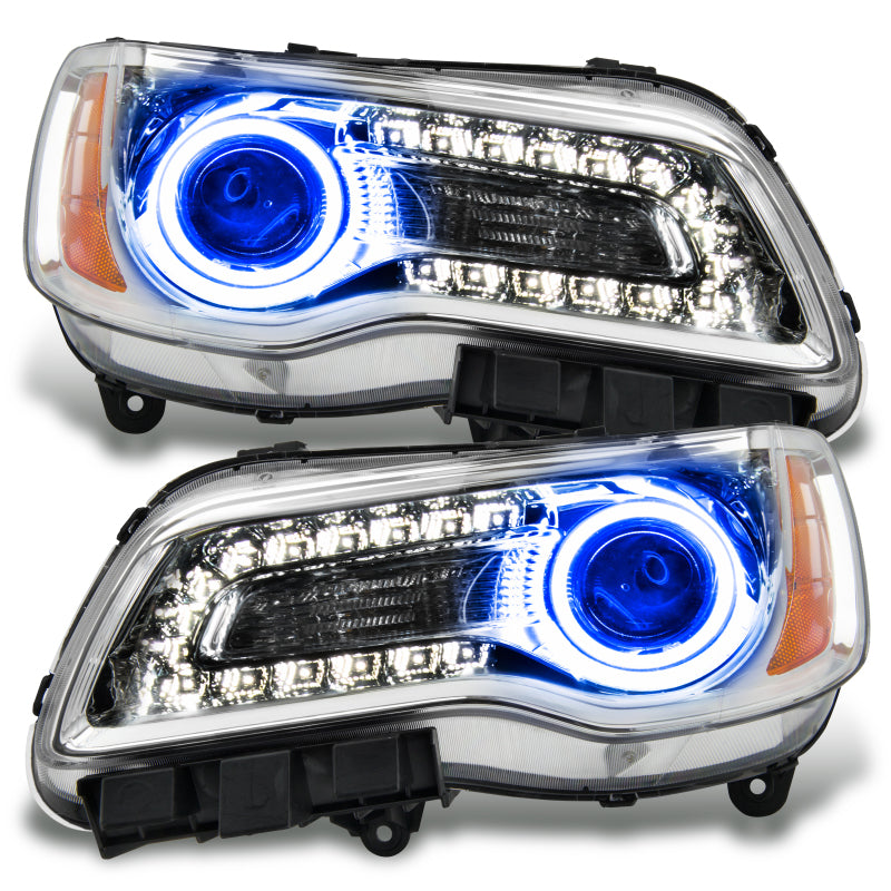 Oracle 11-14 Chrysler 300C NON HID LED Halo Headlights Chrome Housing - Blue - DTX Performance