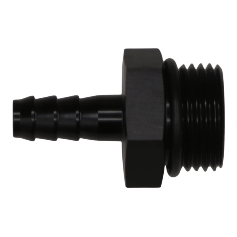 DeatschWerks 10AN ORB Male to 5/16in Male Triple Barb Fitting (Incl O-Ring) - Anodized Matte Black - DTX Performance