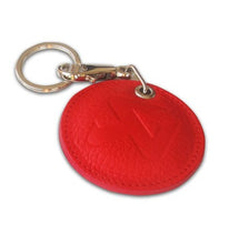 Load image into Gallery viewer, Akrapovic Round Leather Keychain - red - DTX Performance