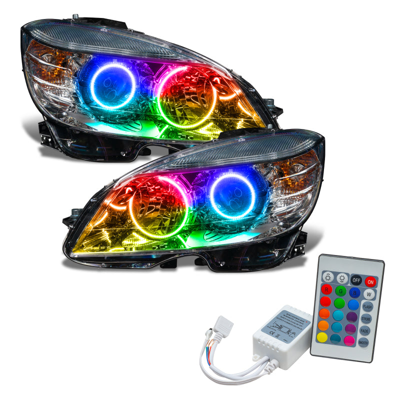 Oracle 08-11 Mercedes Benz C-Class Pre-Assembled Headlights Chrome - ColorSHIFT w/ Simple Controller - DTX Performance