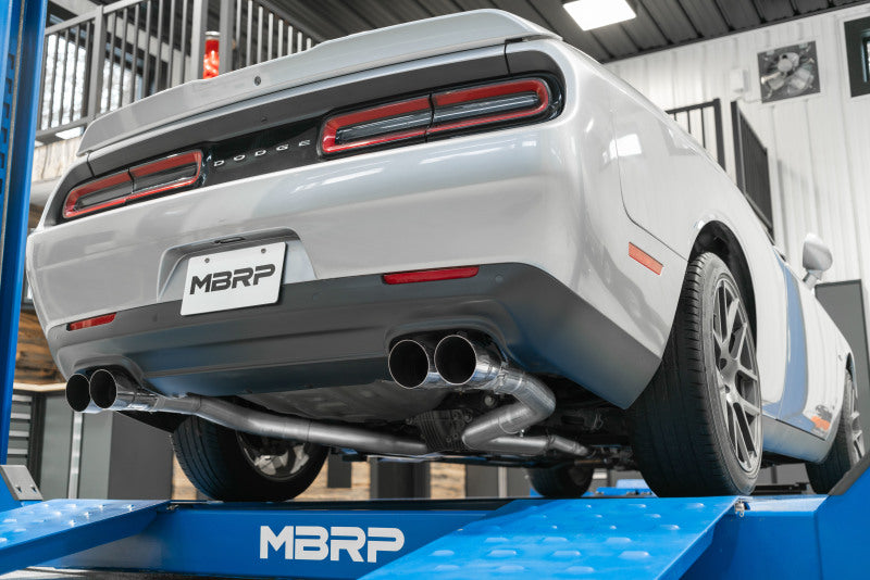 MBRP 15-16 Dodge Challenger 5.7L HEMI SS 3in Quad Split Rear Exit w/ Carbon Fiber Tips - T304 - DTX Performance