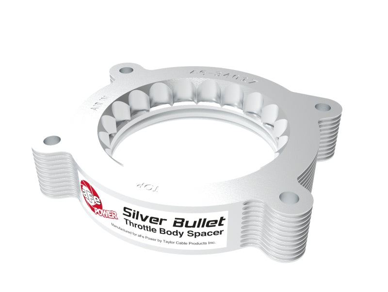 aFe 2020 Vette C8 Silver Bullet Aluminum Throttle Body Spacer Works w/ Factory Intake Only - Silver - DTX Performance