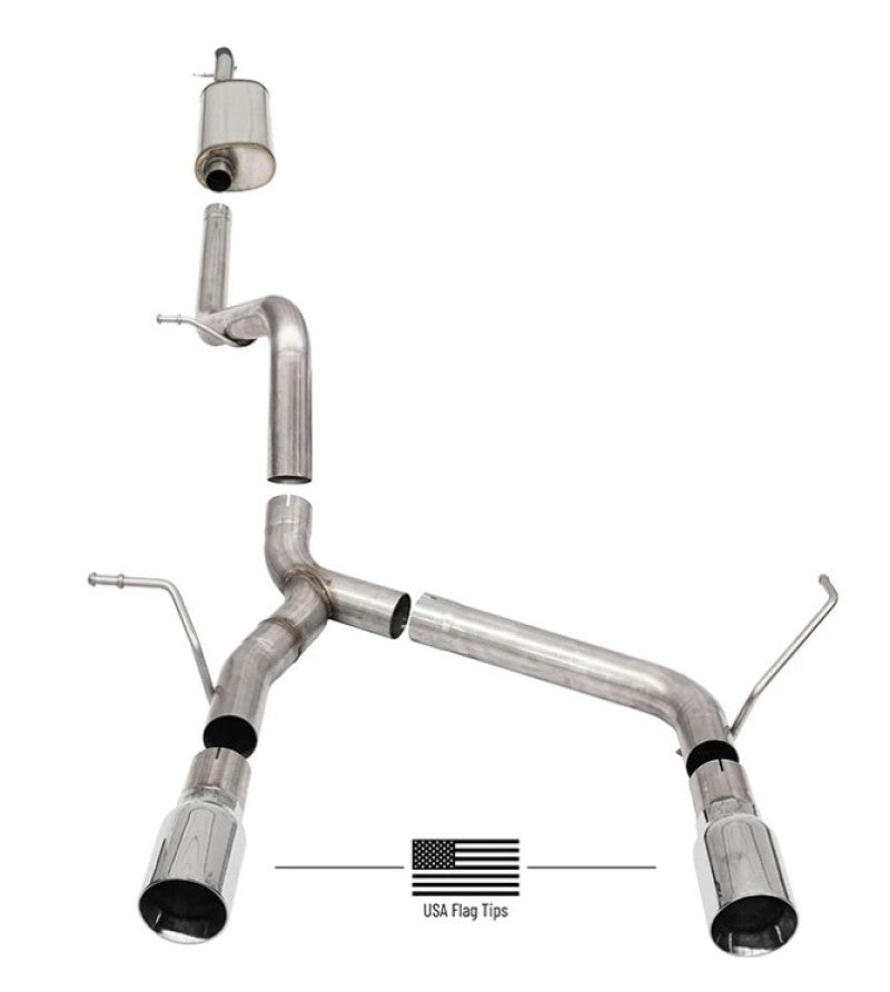 Corsa 18-21 Jeep Wrangler JLU 3.6L 2.75in Sport Cat-Back Exhaust w/ American Flag Tips - DTX Performance