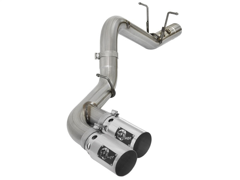 aFe Victory Series 4in 409-SS DPF-Back Exhaust w/ Dual Polished Tips 2017 GM Duramax V8-6.6L(td) L5P - DTX Performance