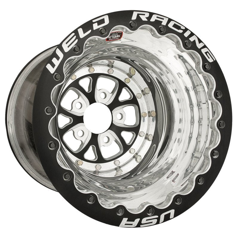 Weld V-Series 16x16 / 5x5 BP / 4in. BS Black Wheel - Black Double Beadlock - DTX Performance