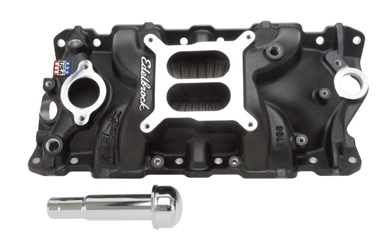 Edelbrock Intake Manifold Perf Eps SBC w/ Oil Fill Tube and Breather Black - DTX Performance