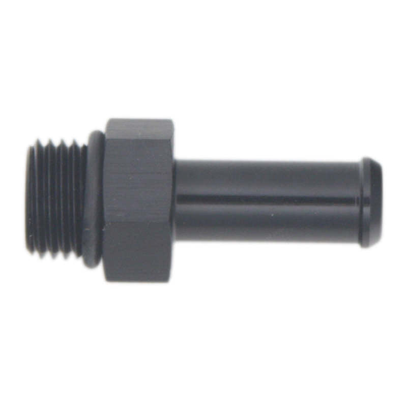 DeatschWerks 6AN ORB Male to 3/8in Male Barb Fitting (Incl O-Ring) - Anodized Matte Black - DTX Performance