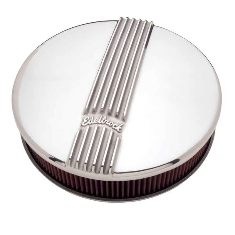 Edelbrock Air Cleaner Classic Series Round Aluminum Top Cloth Element 14In Dia X 3 9In Polished - DTX Performance