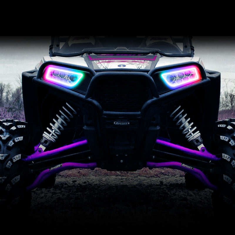 Oracle 14-21 Polaris RZR 900/1000 Turbo Dynamic RGB+A Seq Turn Signal Headlight Halo Kit- ColorSHIFT - DTX Performance