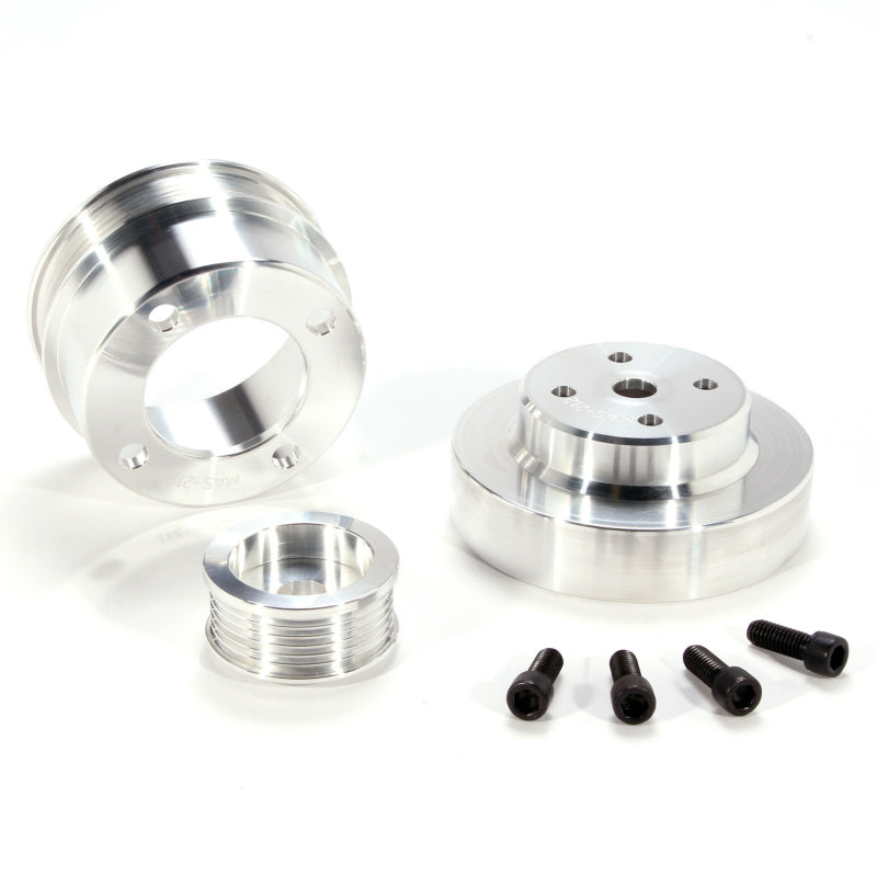 BBK 86-93 Mustang 5.0 Underdrive Pulley Kit - Lightweight CNC Billet Aluminum (3pc) - DTX Performance