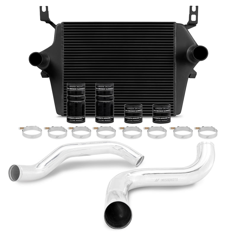 Mishimoto 99-03 Ford 7.3L Powerstroke PSD Black Intercooler Kit w/ Polished Pipes - DTX Performance