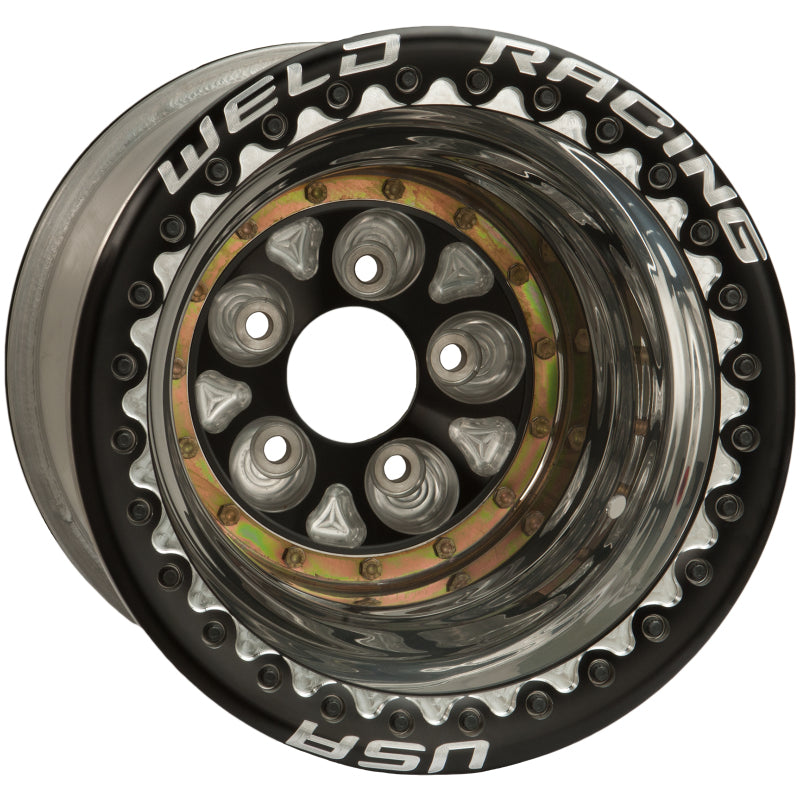 Weld Magnum Pro 16x16 / 5x5 BP / 4in. BS Black/Polished Wheel - Ultralite Black Double Beadlock - DTX Performance